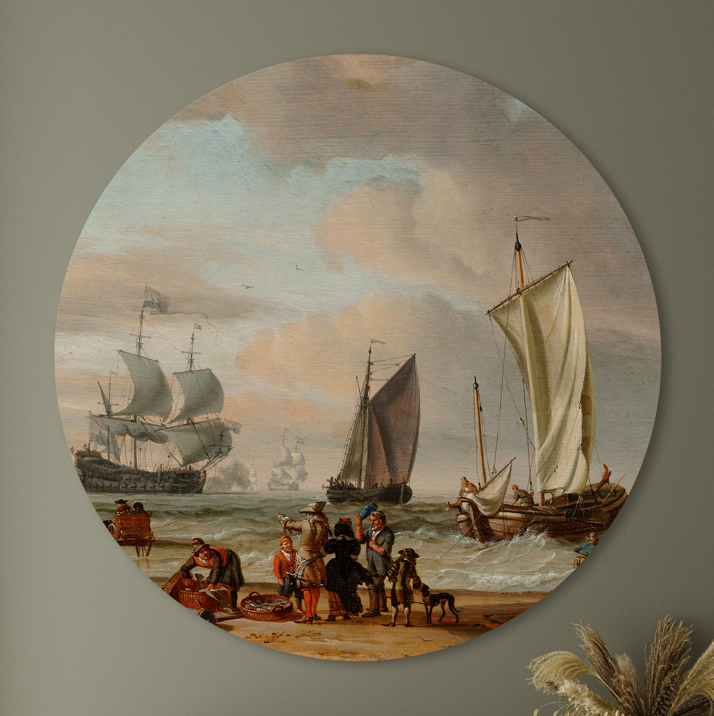 Scène de plage avec des bateaux