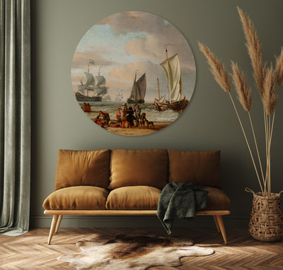 Scène de plage avec des bateaux